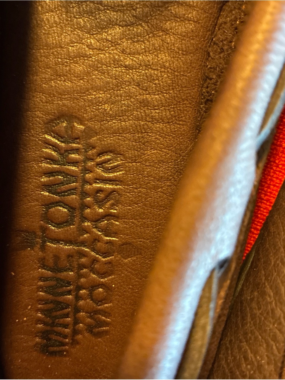 Minnetonka Moccasins Brown Moosehide Leather Sz 8.5  Moc Toe Tie Front Moccasins - Picture 4 of 8